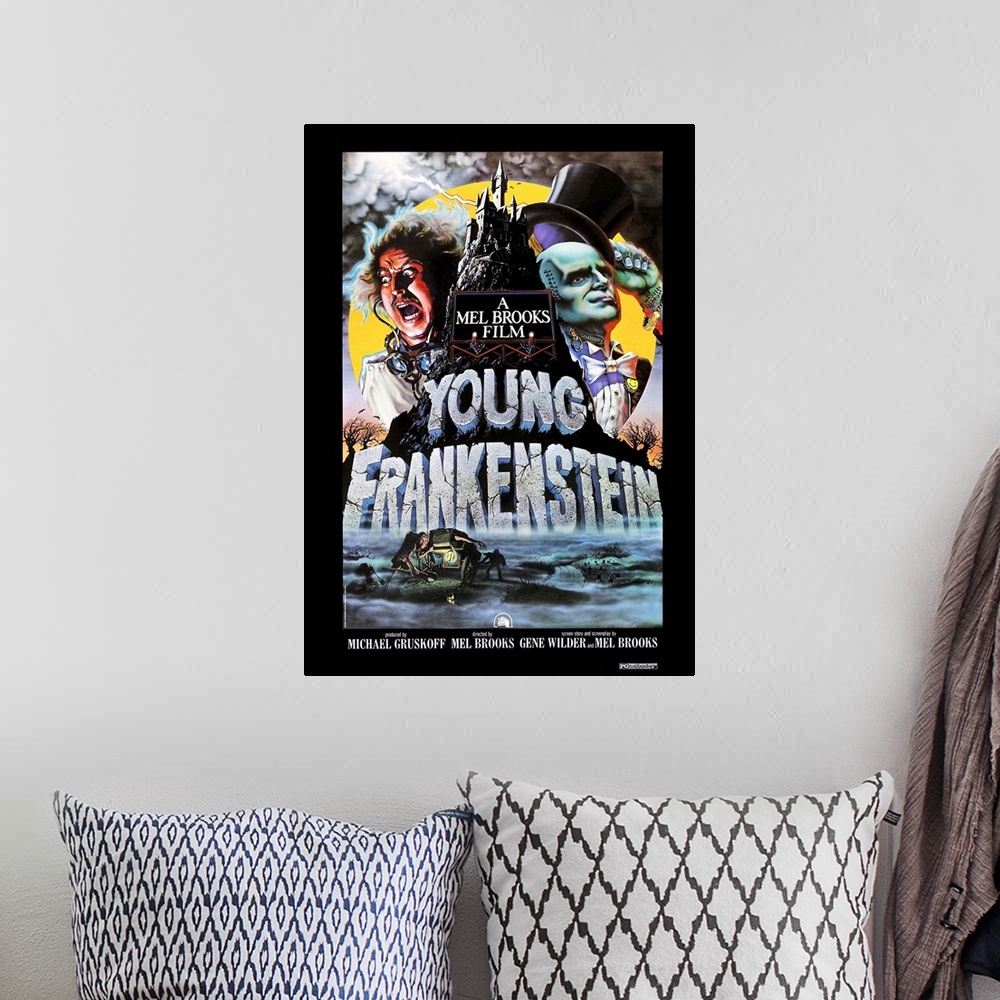 A bohemian room featuring Young Frankenstein - Vintage Movie Poster