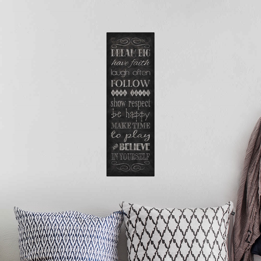 A bohemian room featuring Rules for Life II