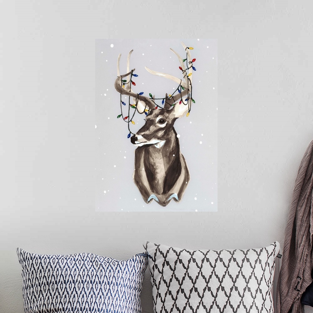 A bohemian room featuring Christmas Deer with Lights