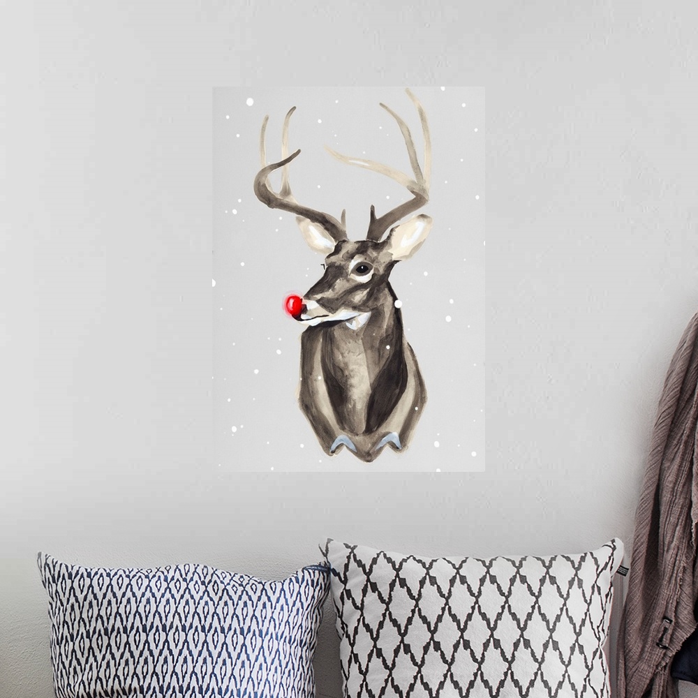 A bohemian room featuring Christmas Deer with Nose