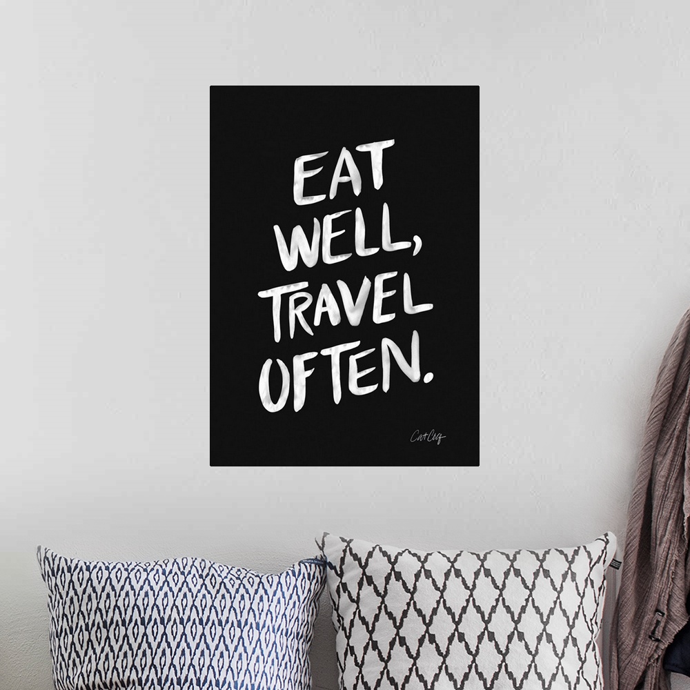 A bohemian room featuring Eat Well Travel Often
