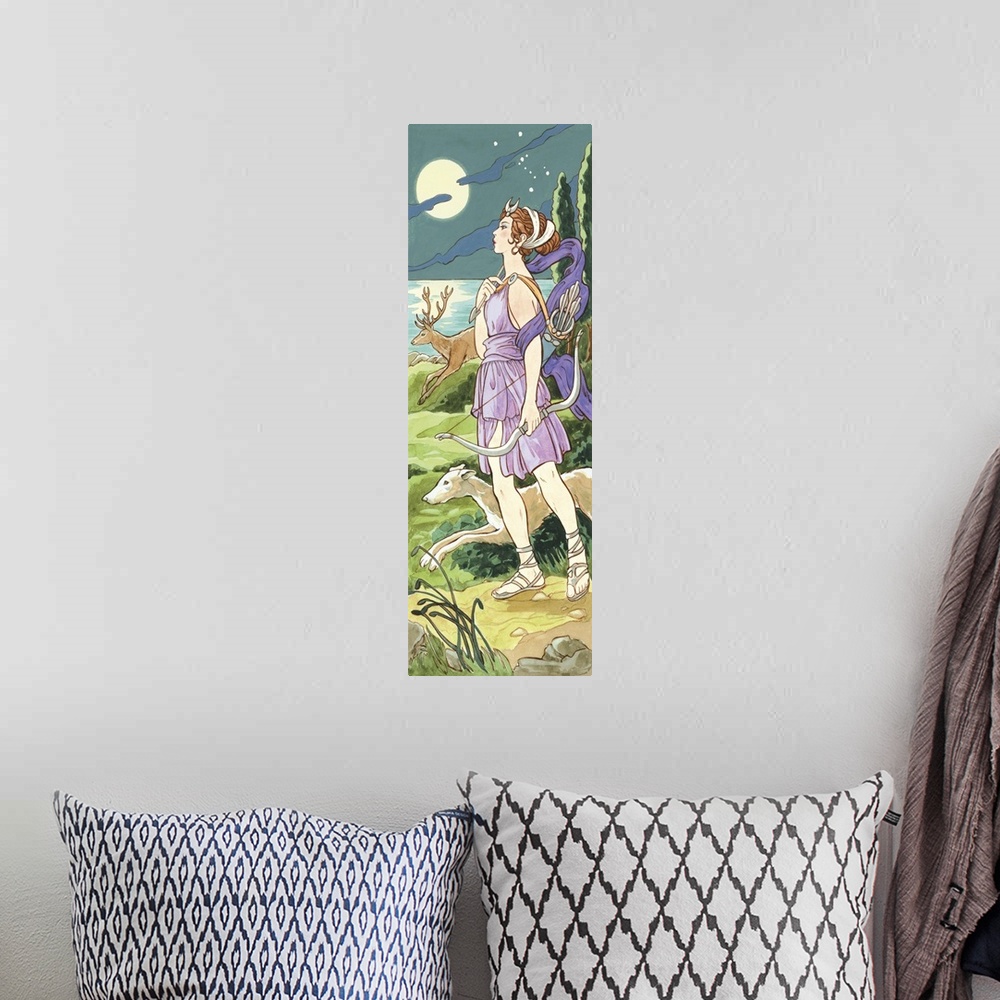 A bohemian room featuring Artemis (Greek), Diana (Roman), mythology
