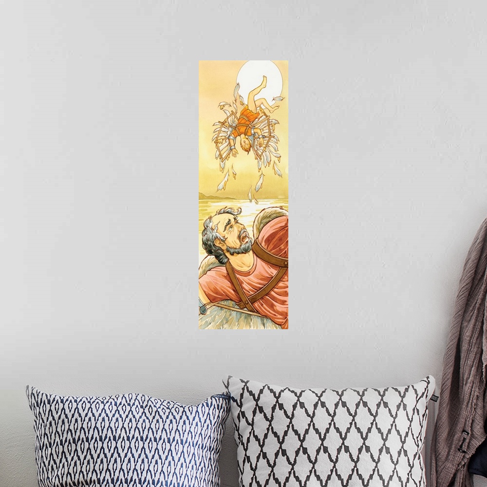 A bohemian room featuring Icarus and Daedalus, Greek mythology
