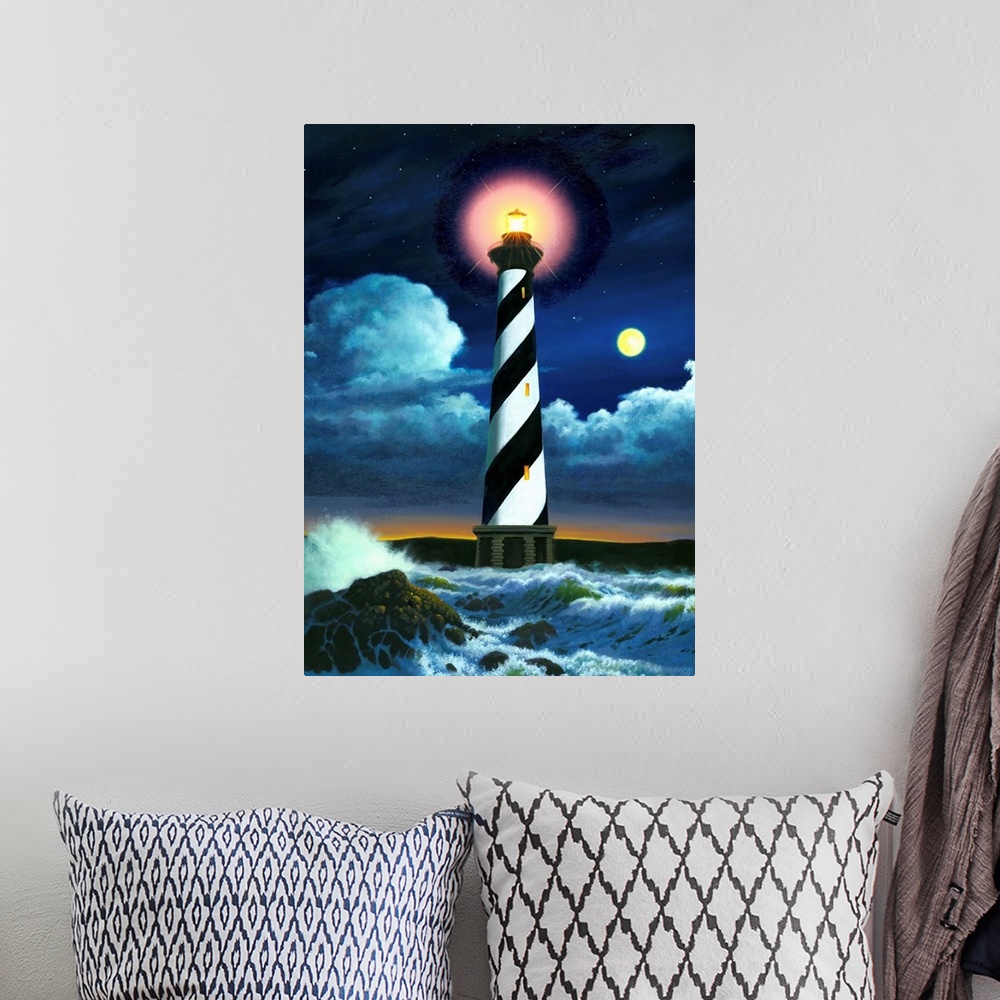 A bohemian room featuring Cape Hatteras Lighthouse