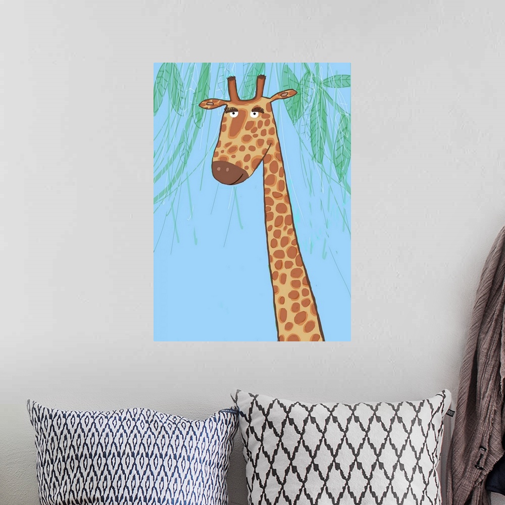 A bohemian room featuring Giraffe Blue To Match Elephant