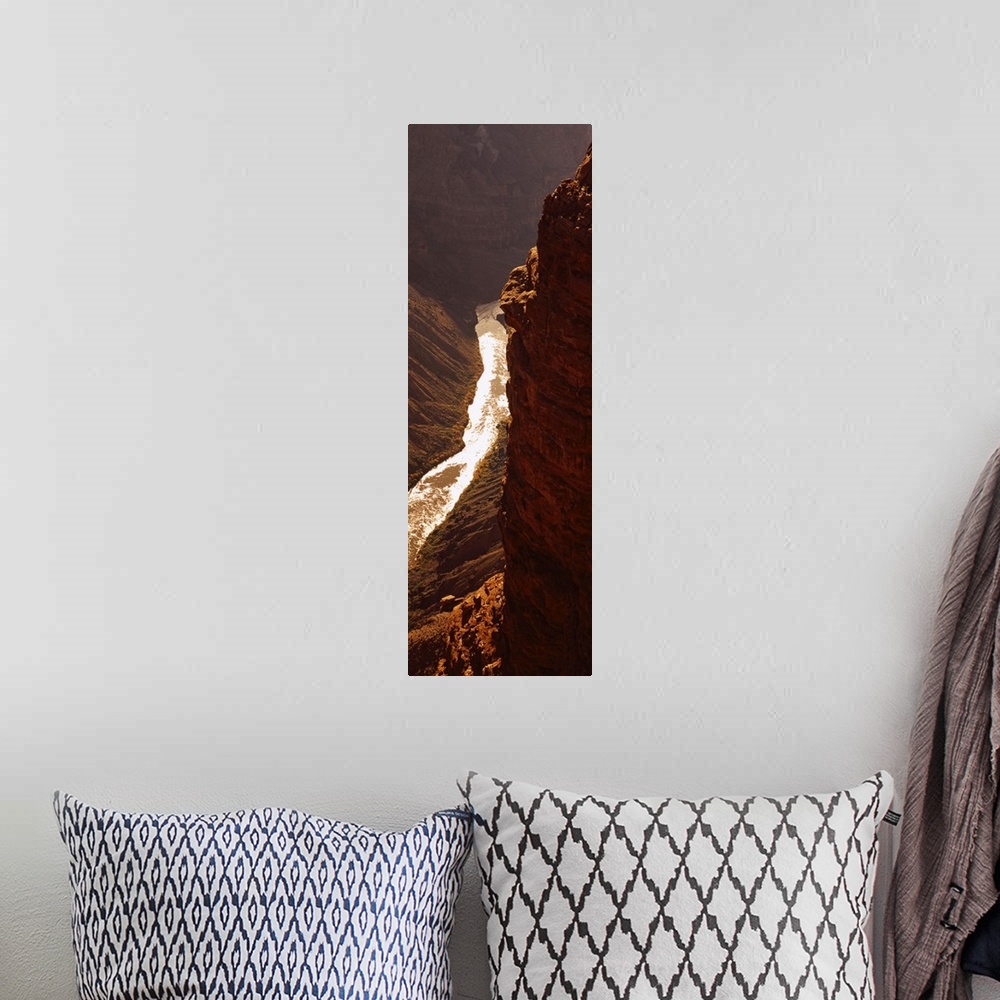 A bohemian room featuring High angle view of a river passing through a canyon, Colorado River, North Rim, Toroweap, Grand C...