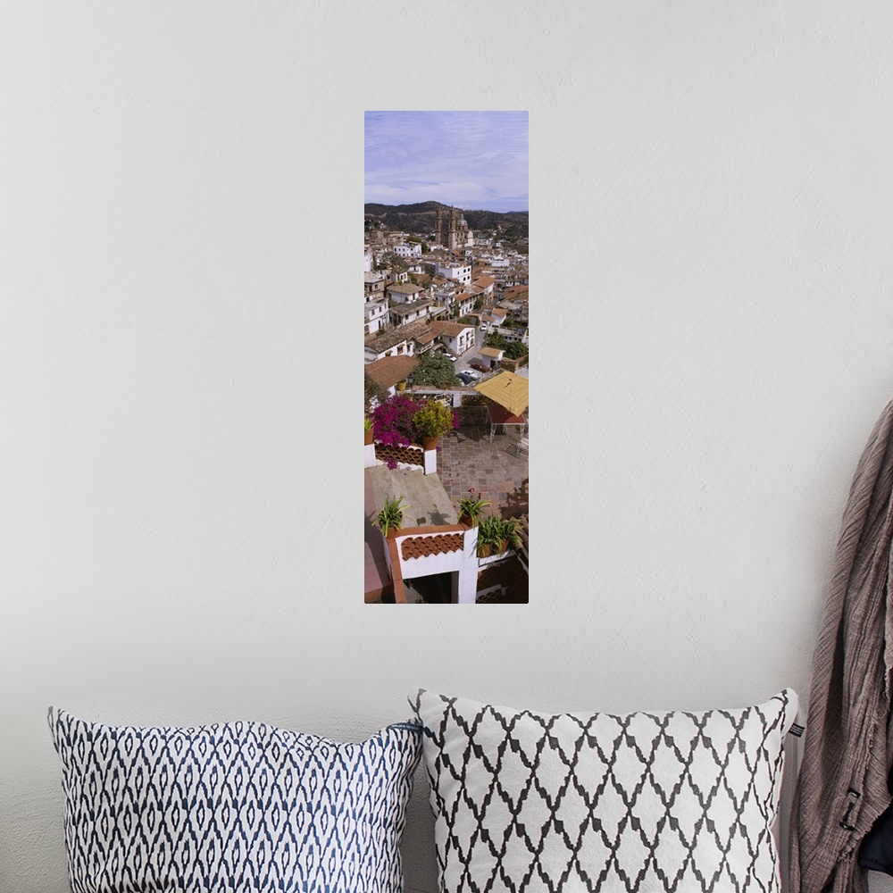 A bohemian room featuring High angle view of a town, Taxco, Mexico
