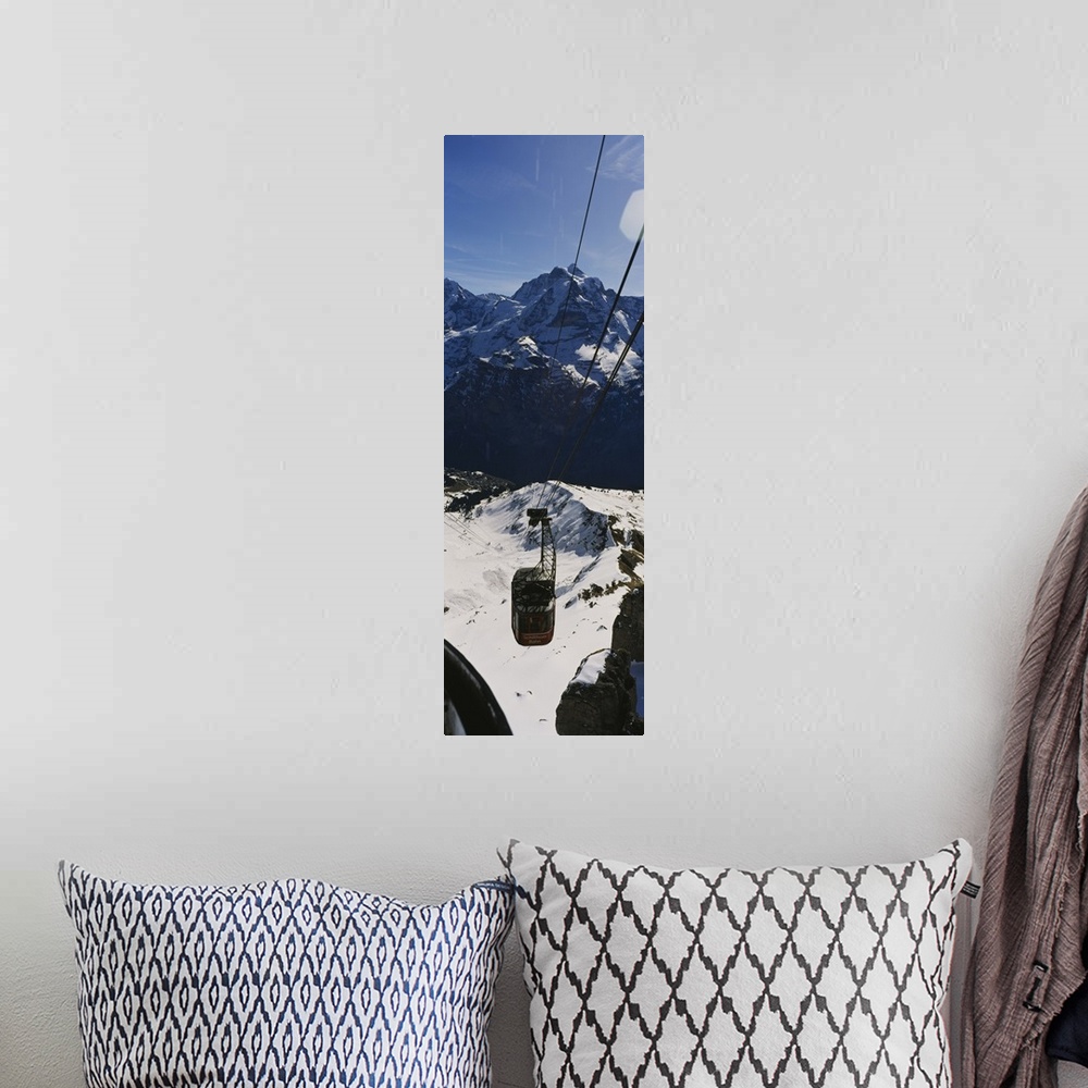 A bohemian room featuring High angle view of an overhead cable car, Jungfrau, Bernese Oberland, Swiss Alps, Switzerland