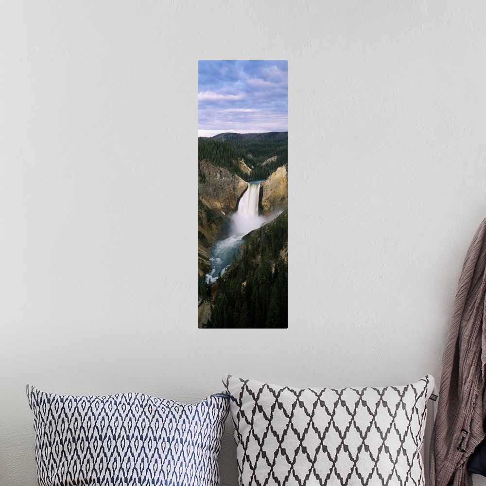 A bohemian room featuring High angle view of waterfall in a forest, Yellowstone Falls, Yellowstone River, Yellowstone Natio...