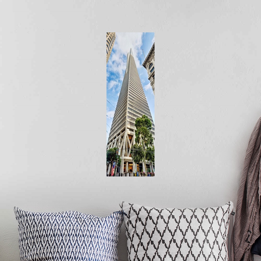 A bohemian room featuring Low angle view of skyscrapers, Transamerica Pyramid, San Francisco, California
