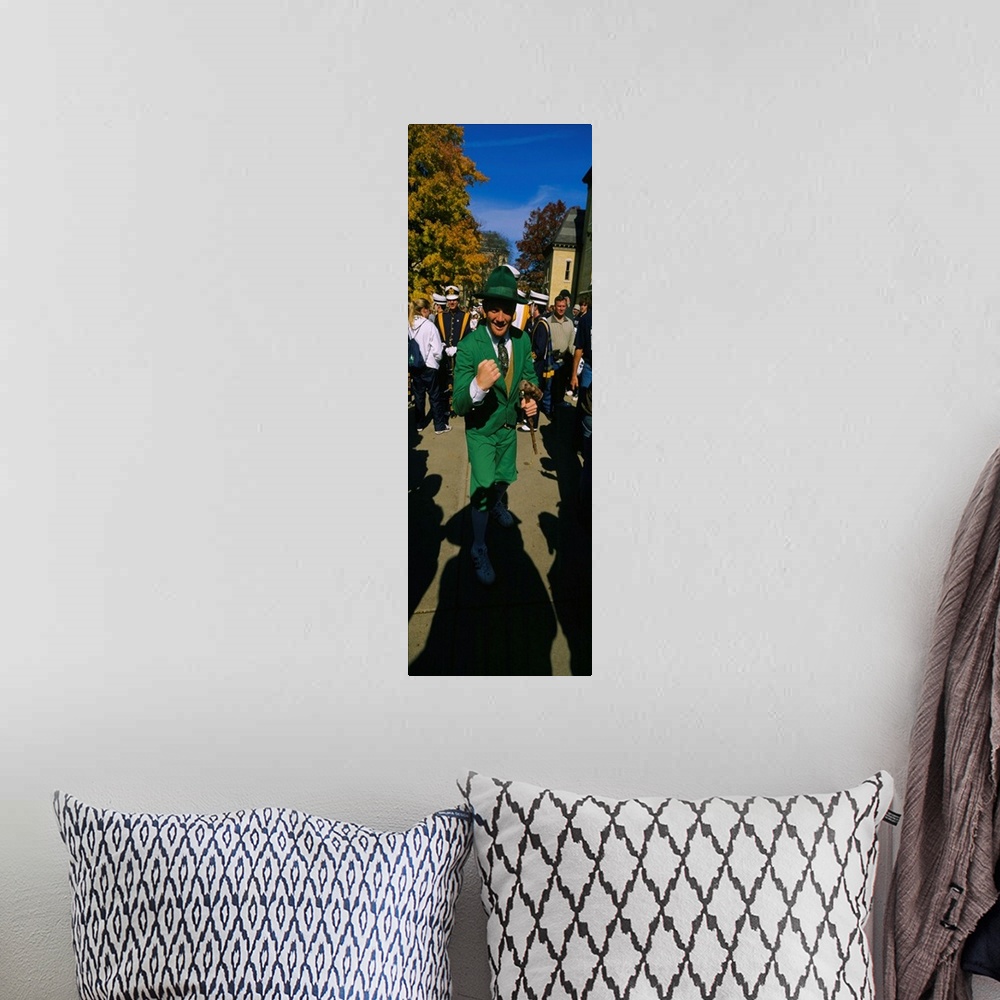 A bohemian room featuring Portrait of a mid adult man in a parade marching band, University Of Notre Dame, South Bend, Indiana