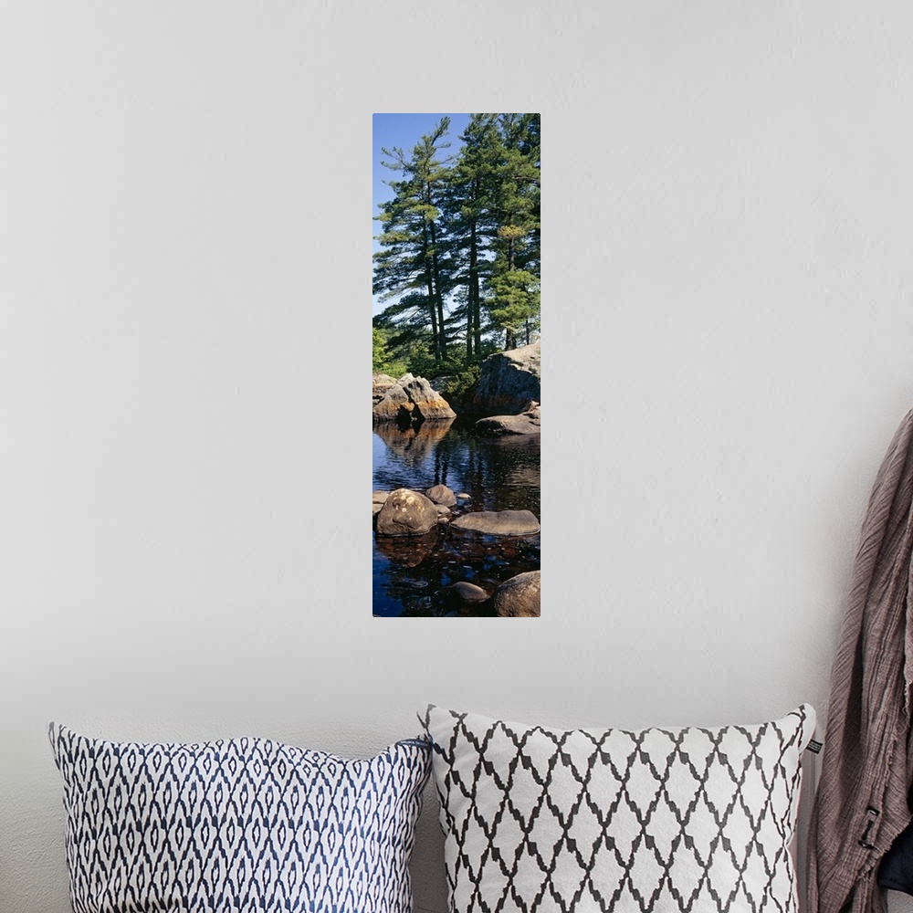 A bohemian room featuring Rocks in a river, Moose River, Adirondack Mountains, New York State