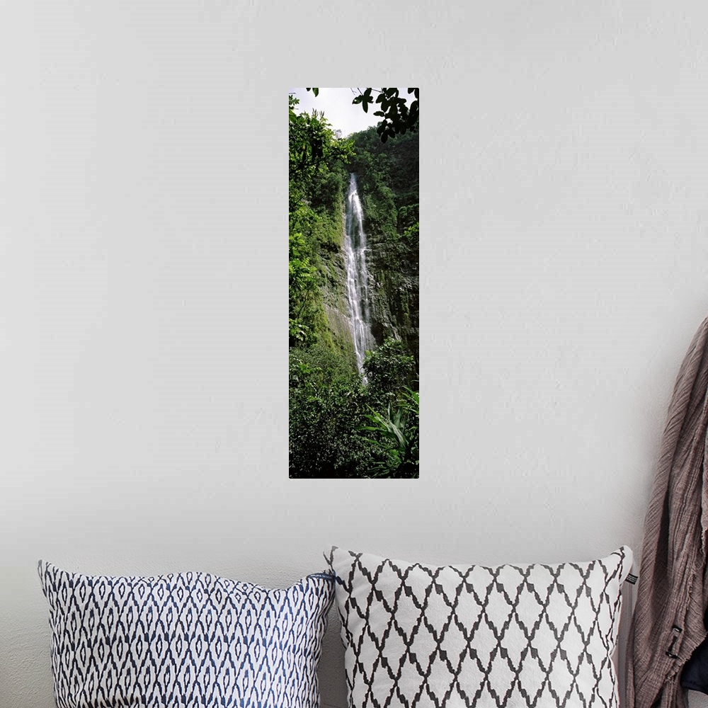 A bohemian room featuring Waterfall in a forest, Waimoku Falls, Haleakala National Park, Maui, Hawaii