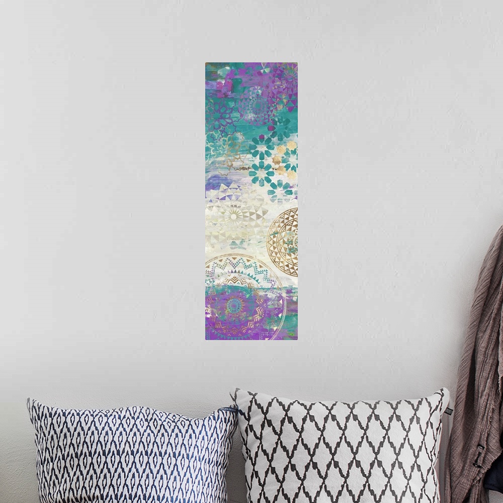 A bohemian room featuring Purple Mosaic I