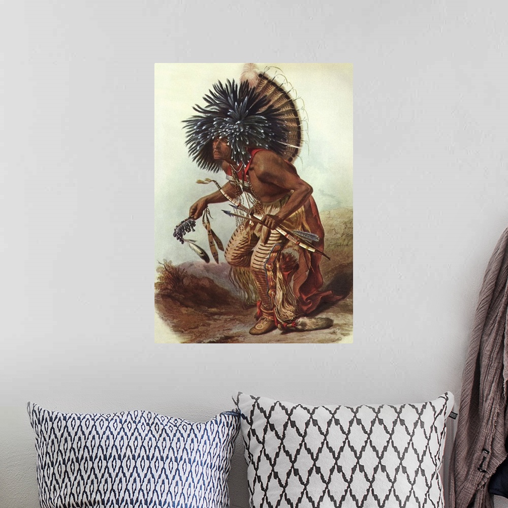 A bohemian room featuring Native American Chief Performing a Ceremony