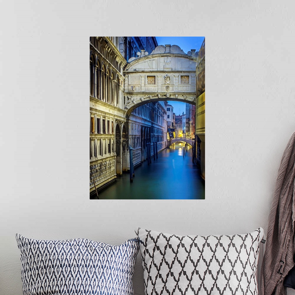 A bohemian room featuring Early morning in Venice, the canal under the Bridge of Sighs.