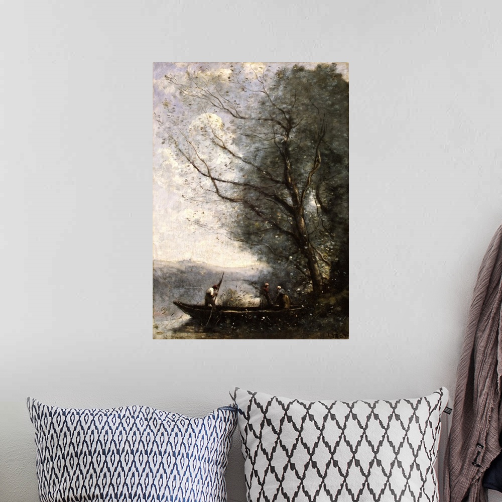 A bohemian room featuring Like many of the landscapes Corot painted at the end of his career, The Ferryman exemplifies the ...