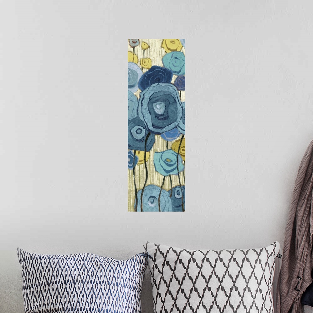A bohemian room featuring Lemongrass in Blue Panel I