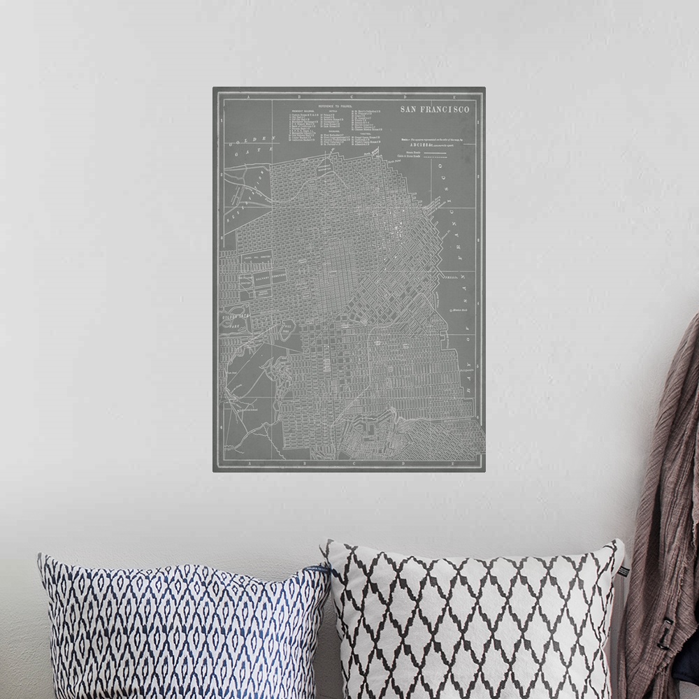 A bohemian room featuring City Map of San Francisco