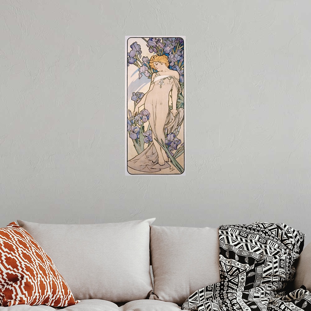A bohemian room featuring Vintage French Poster