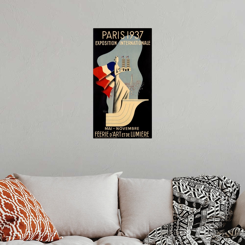 A bohemian room featuring Paris International Exposition, 1937, Vintage Poster