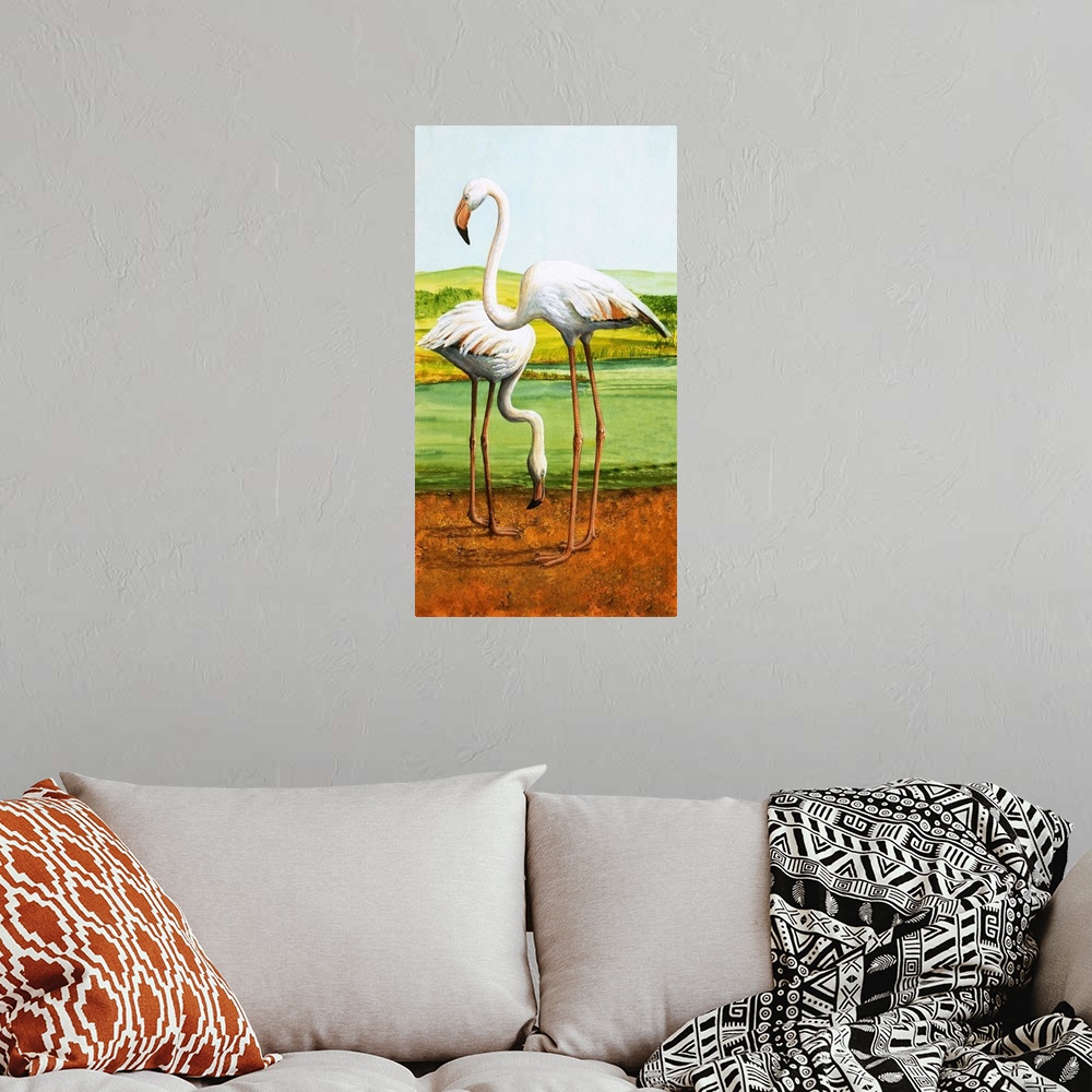 A bohemian room featuring Flamingoes
