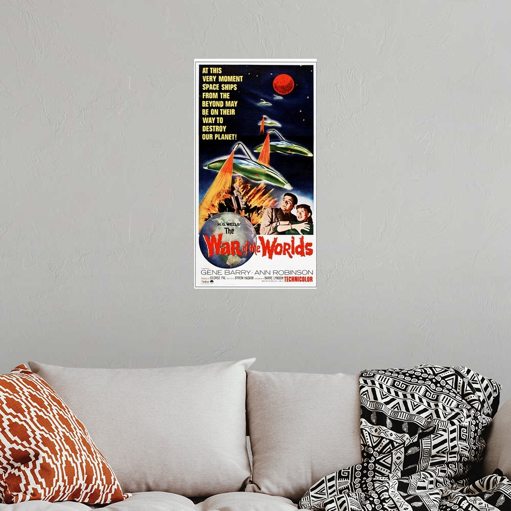 A bohemian room featuring The War Of The Worlds - Vintage Movie Poster