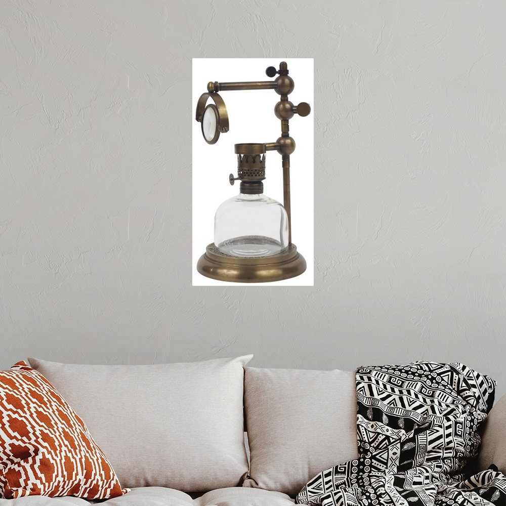 A bohemian room featuring oil lamp
