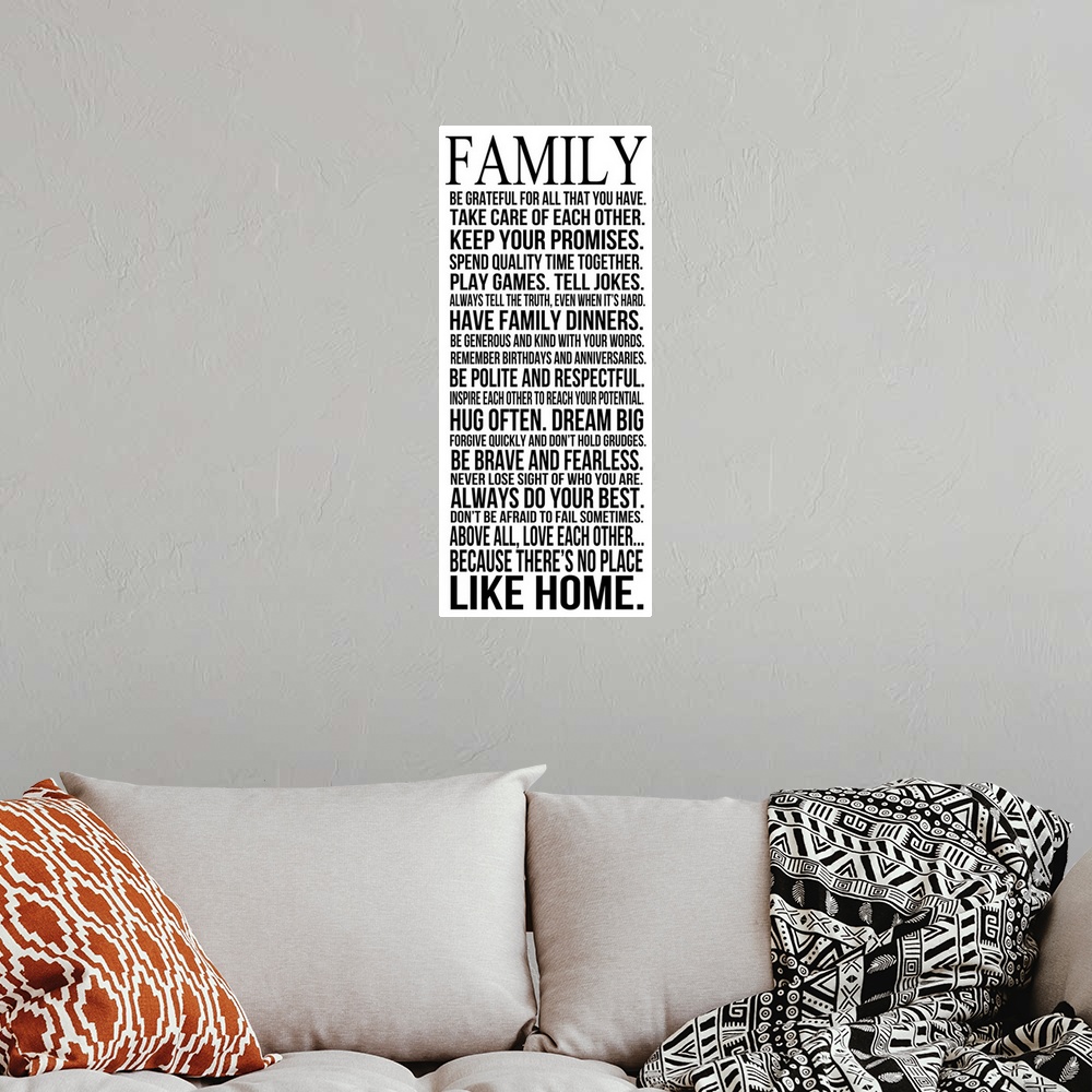 A bohemian room featuring Family Be Grateful, white