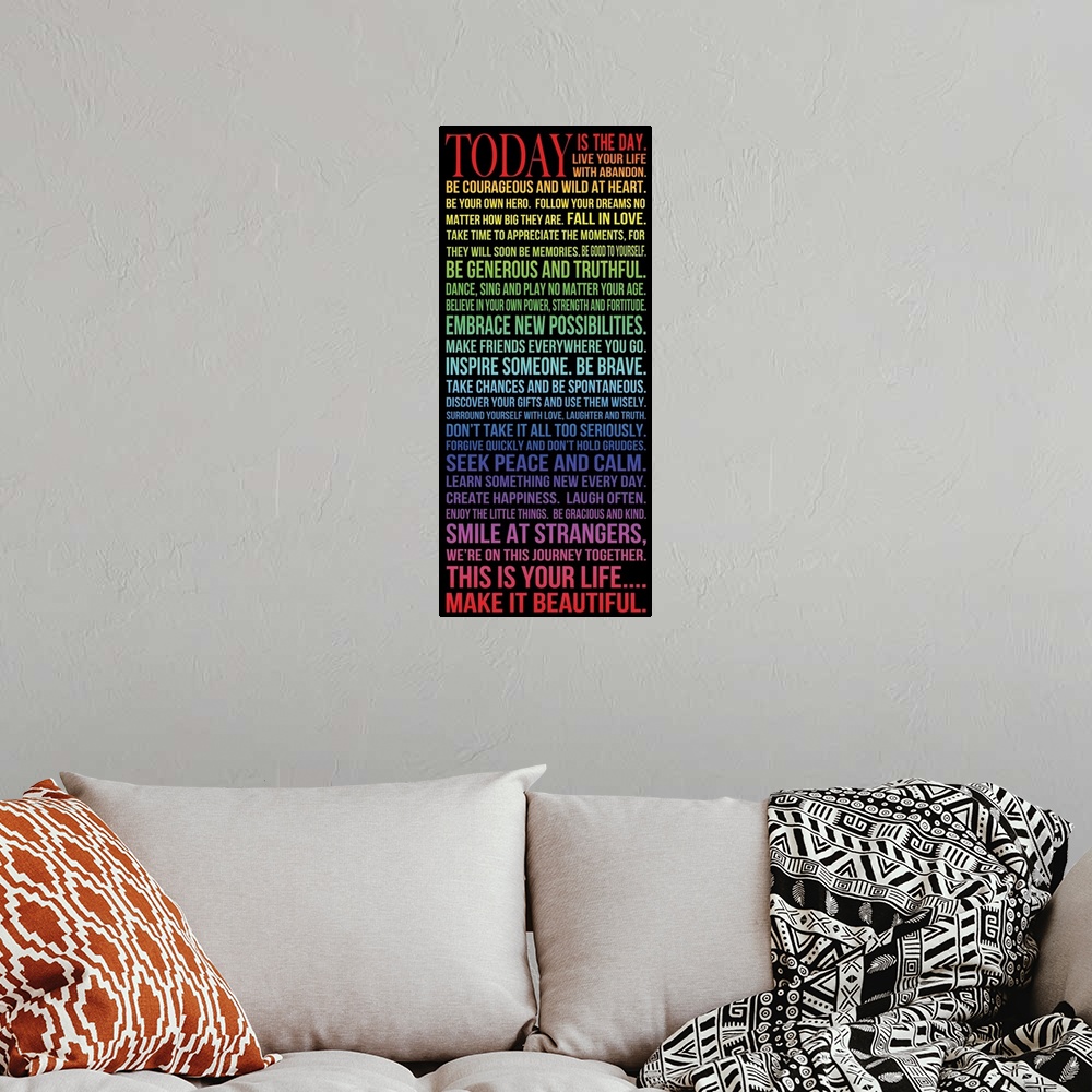 A bohemian room featuring Today, rainbow