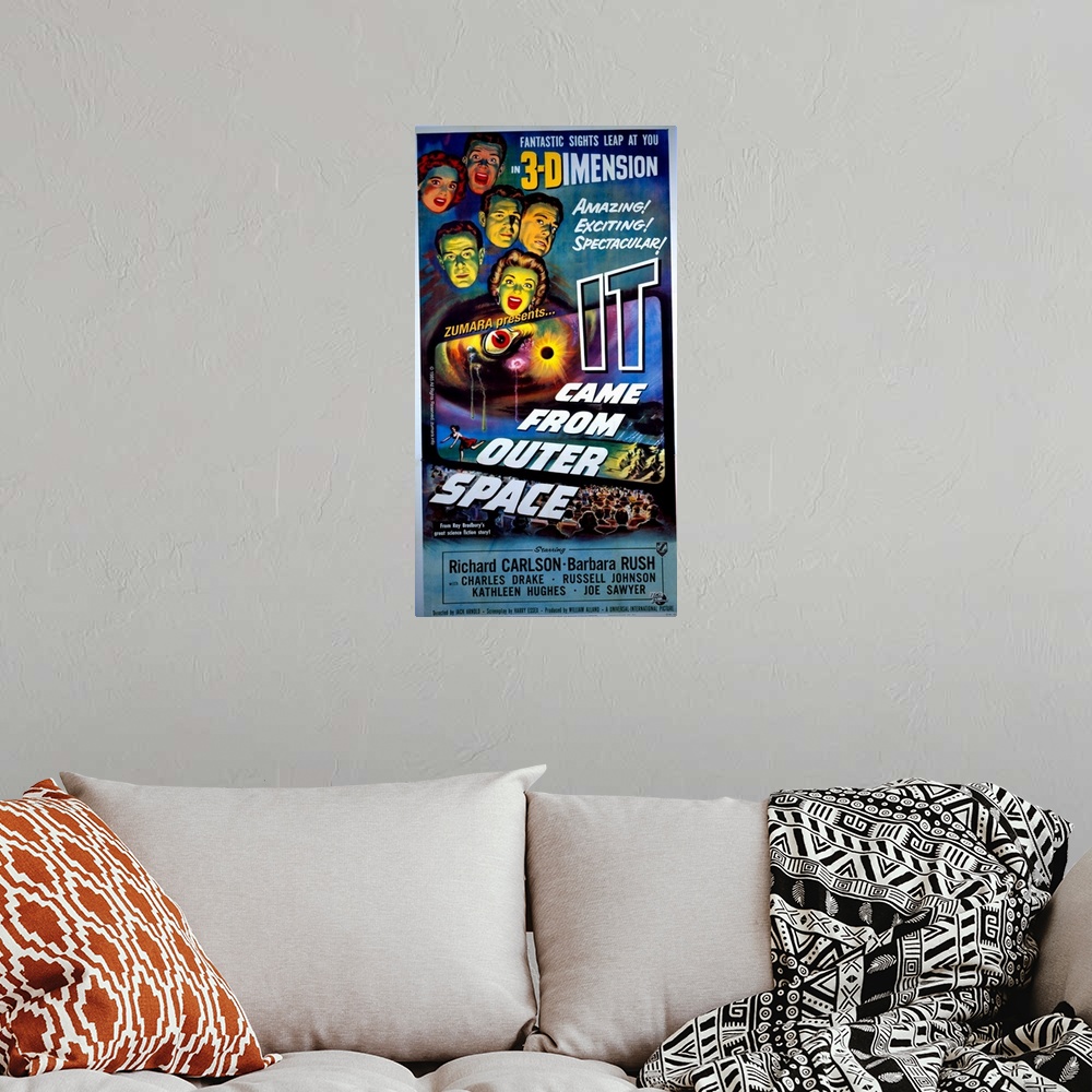 A bohemian room featuring It Came From Outer Space 2 Sci Fi Movie Poster