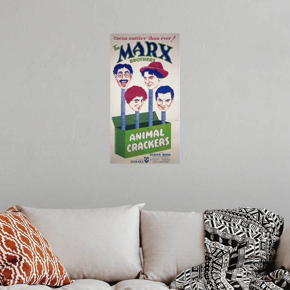 A bohemian room featuring Marx Brothers Animal Crackers 1