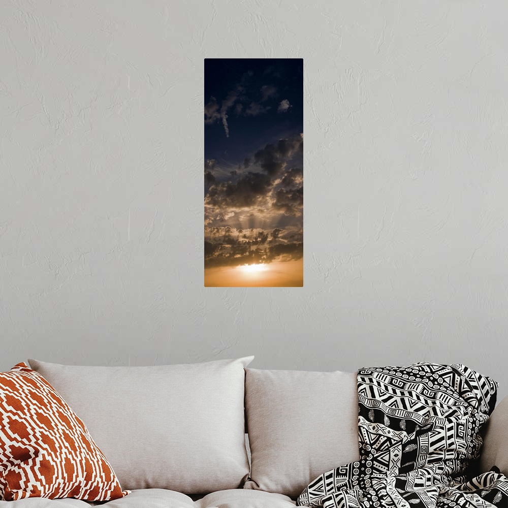 A bohemian room featuring Sunset sky, large format vertical panoramic, West Sussex, England