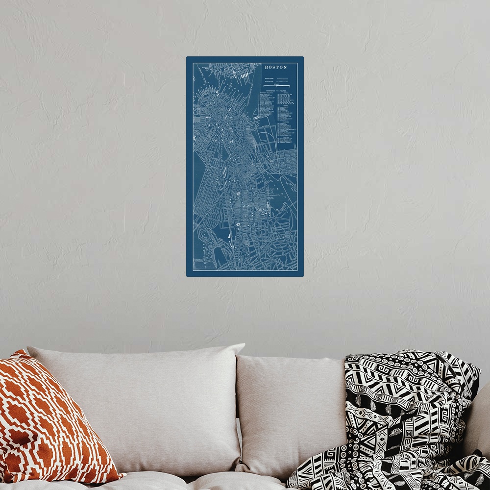 A bohemian room featuring Graphic Map of Boston