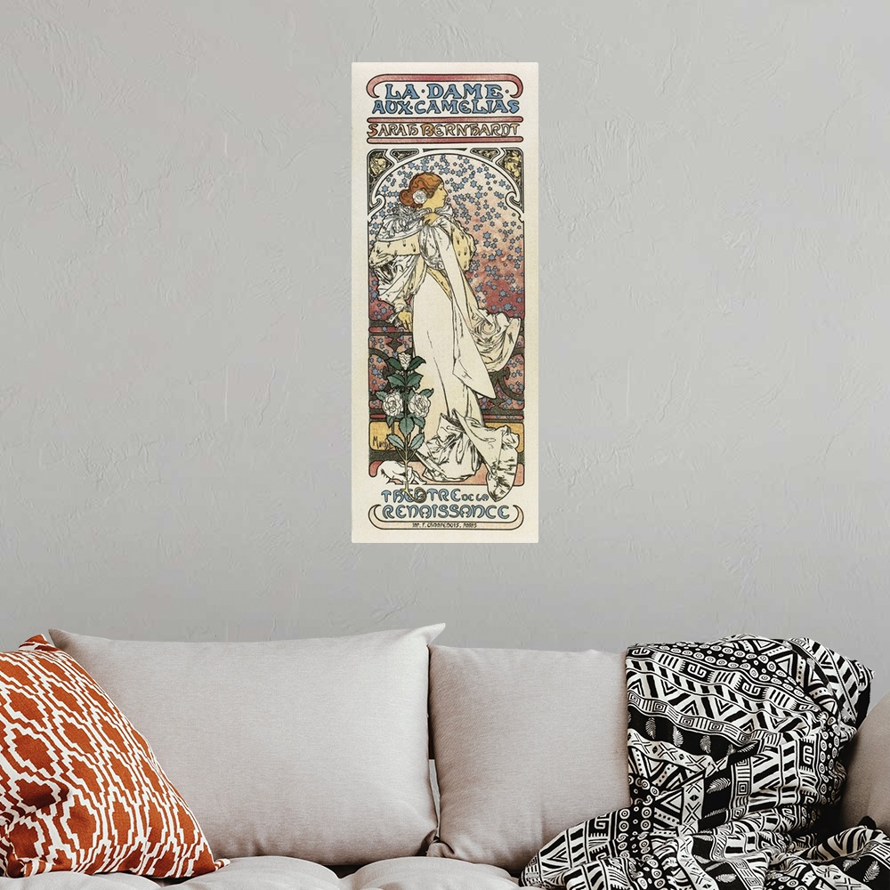 A bohemian room featuring MUCHA, Alphonse Maria (1860-1939). The Lady of the Camellias. 1896. Modernism. Litography. -