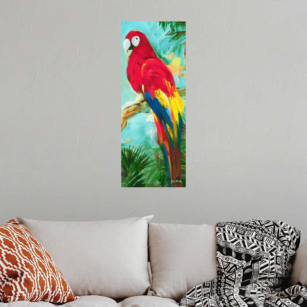 A bohemian room featuring Tropic Parrots I