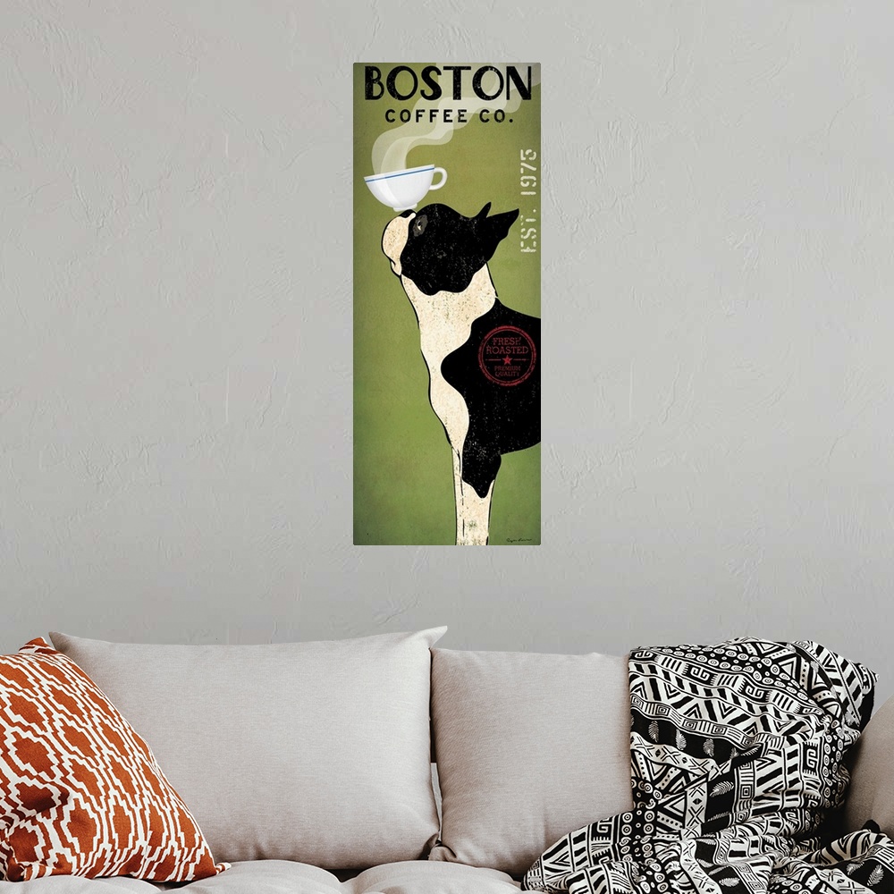 A bohemian room featuring Boston Terrier Coffee Co
