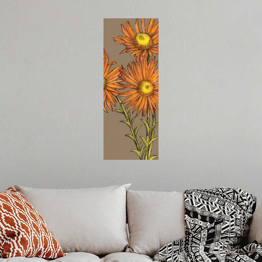 A bohemian room featuring Graphic Flower Panel I