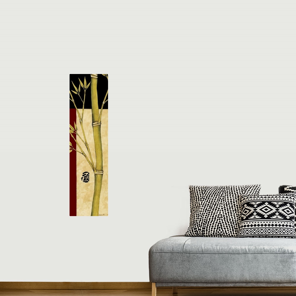 A bohemian room featuring Meditative Bamboo Panel IV