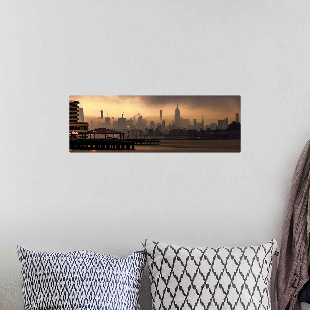 A bohemian room featuring Foggy Manhattan Panoramic View From Jersey