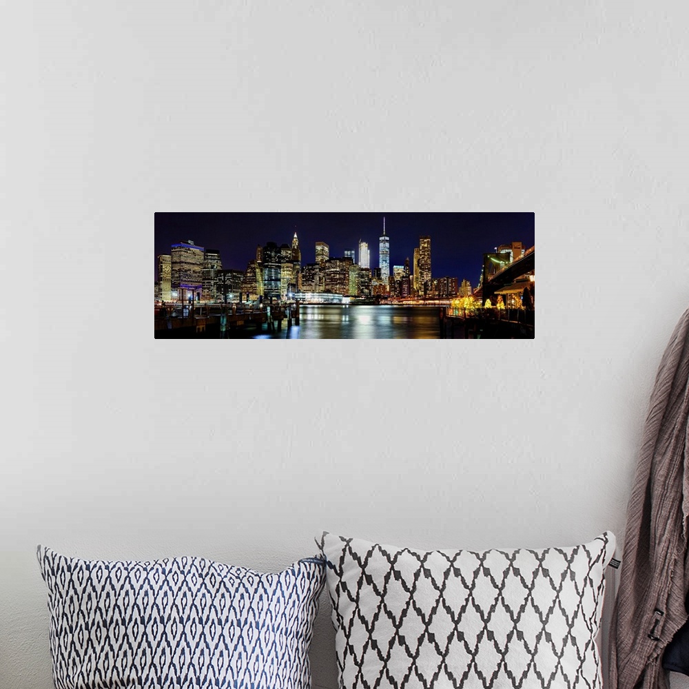 A bohemian room featuring Lower Manhattan Panoramic View From Brooklyn