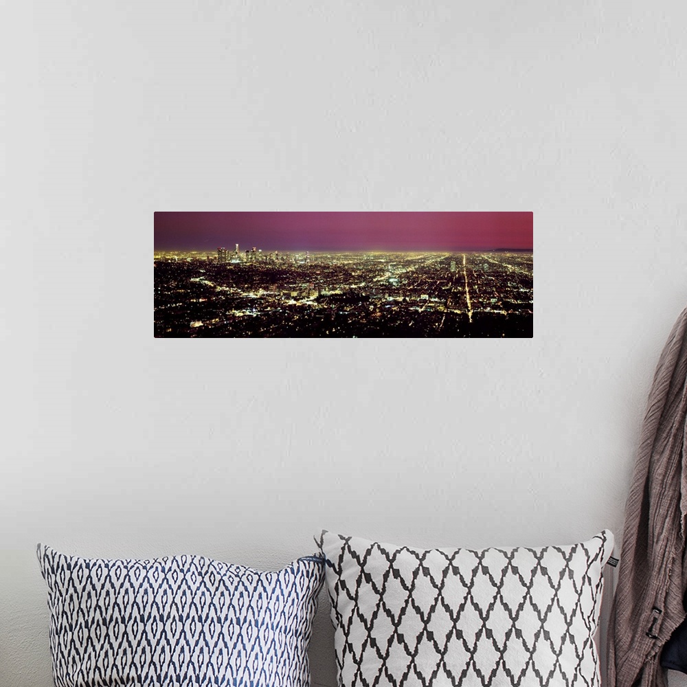 A bohemian room featuring CA, Los Angeles, View from Mount Hollywood towards The Sprawl City