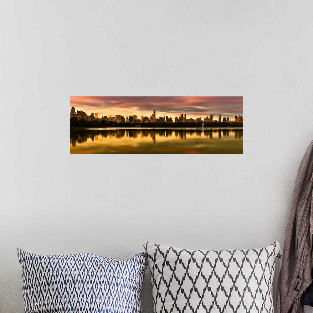 A bohemian room featuring USA, New York City, Manhattan, Central Park, Central Park Reservoir and Manhattan skyline.