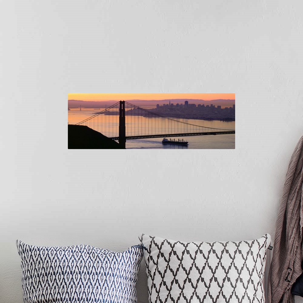 A bohemian room featuring United States, California, San Francisco, Golden Gate Bridge and Downtown in background
