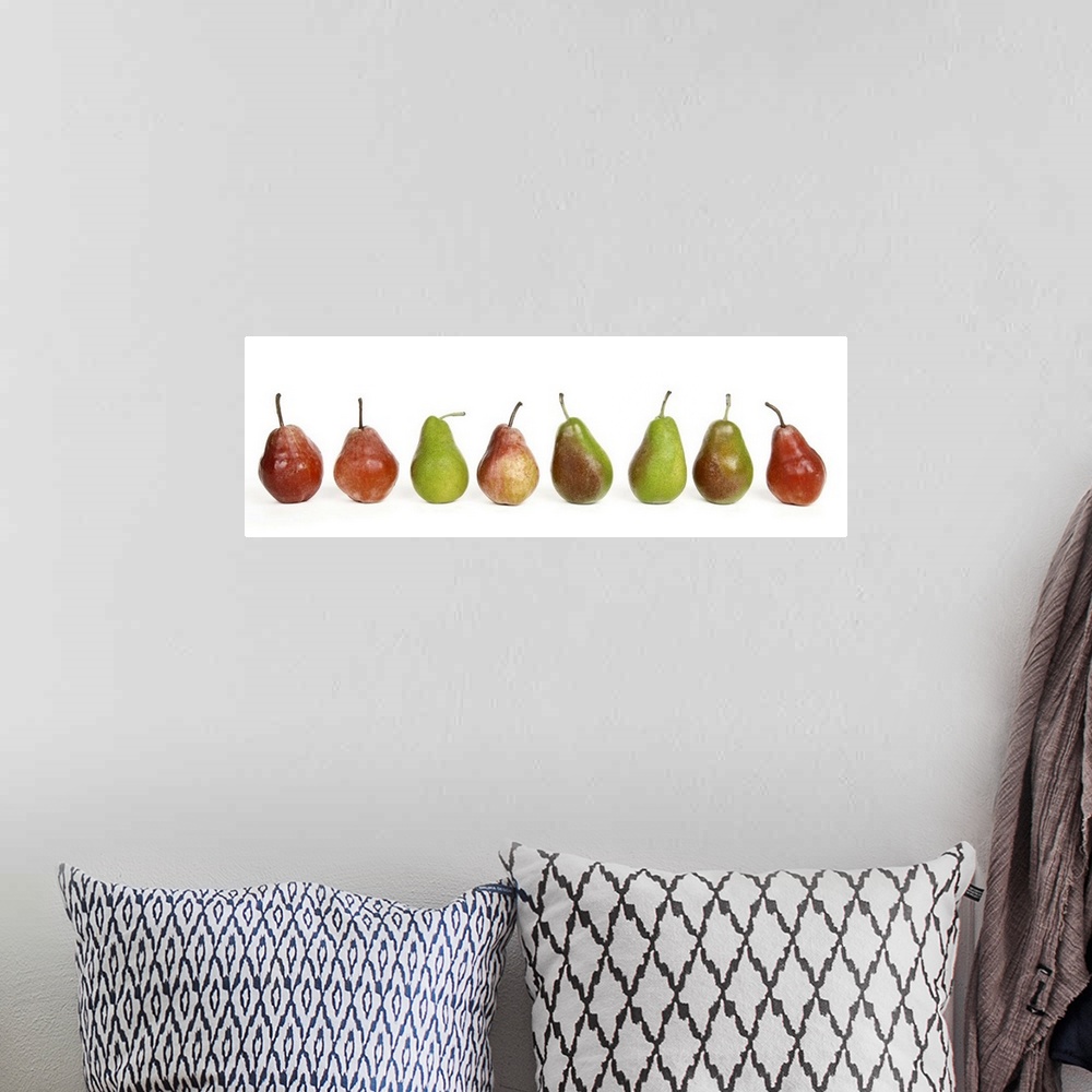 A bohemian room featuring studio shot, close up, healthy eating, in a row,  white background