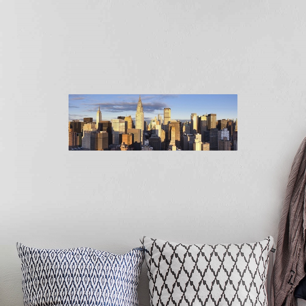 A bohemian room featuring Midtown skyline with Chrysler Building and Empire State Building, Manhattan, New York