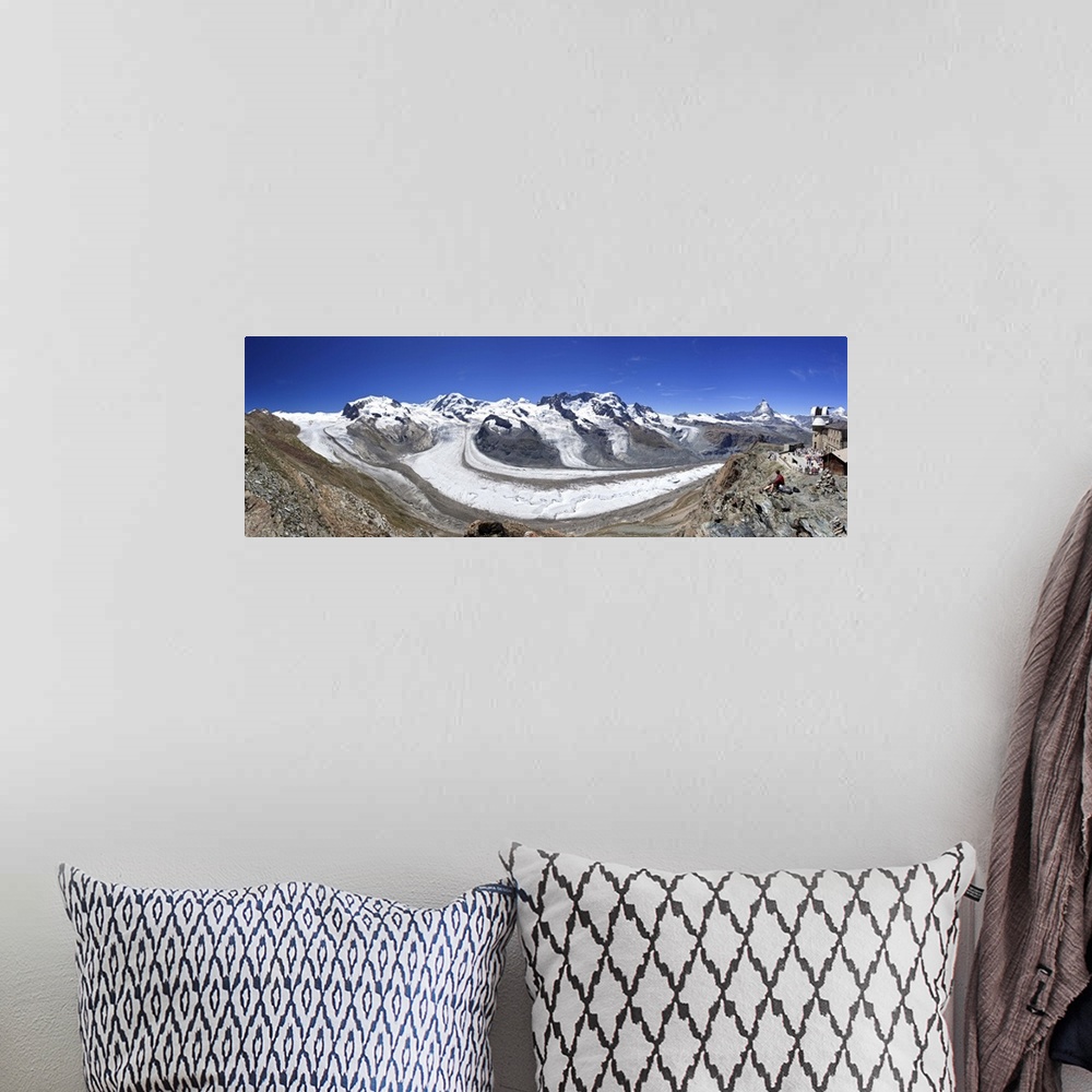 A bohemian room featuring Switzerland, Valais, Zermatt, Gornergrat mountain, Monte Rosa and Glaciers