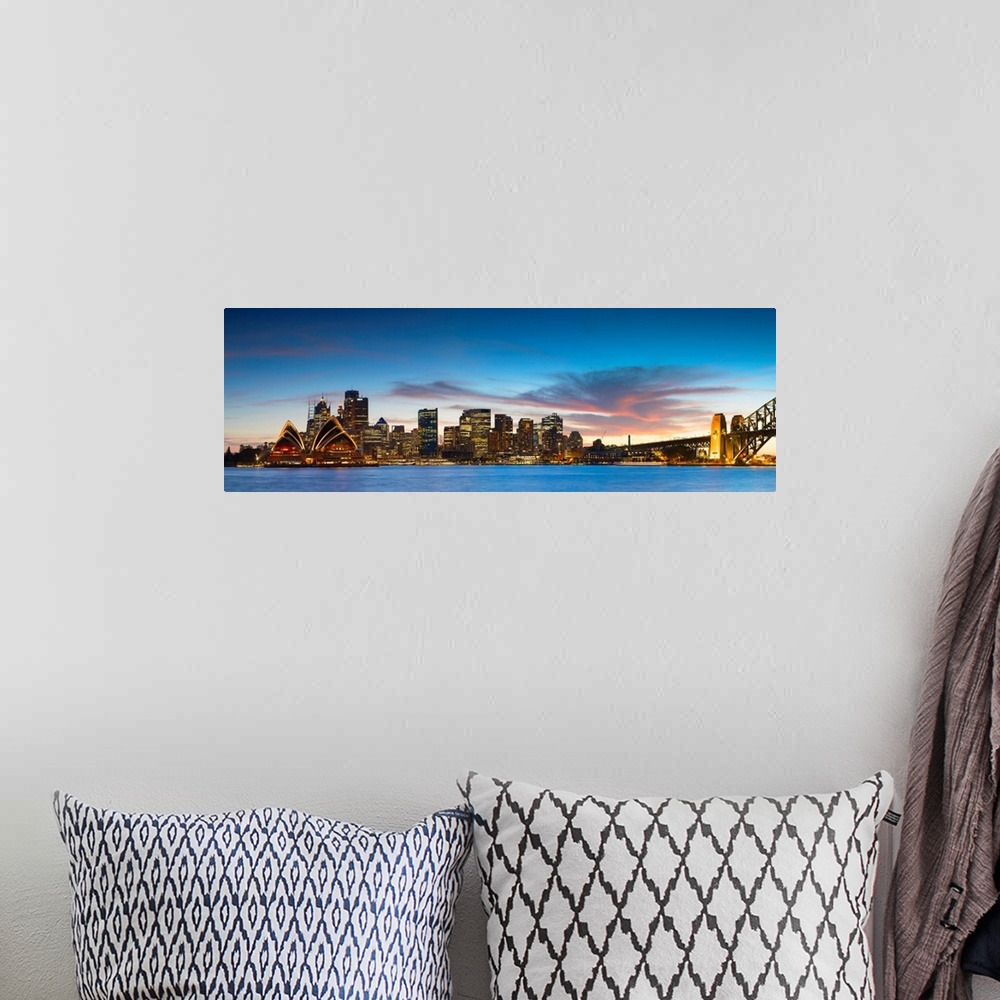 A bohemian room featuring View Of Skyline At Sunset, Sydney, New South Wales, Australia