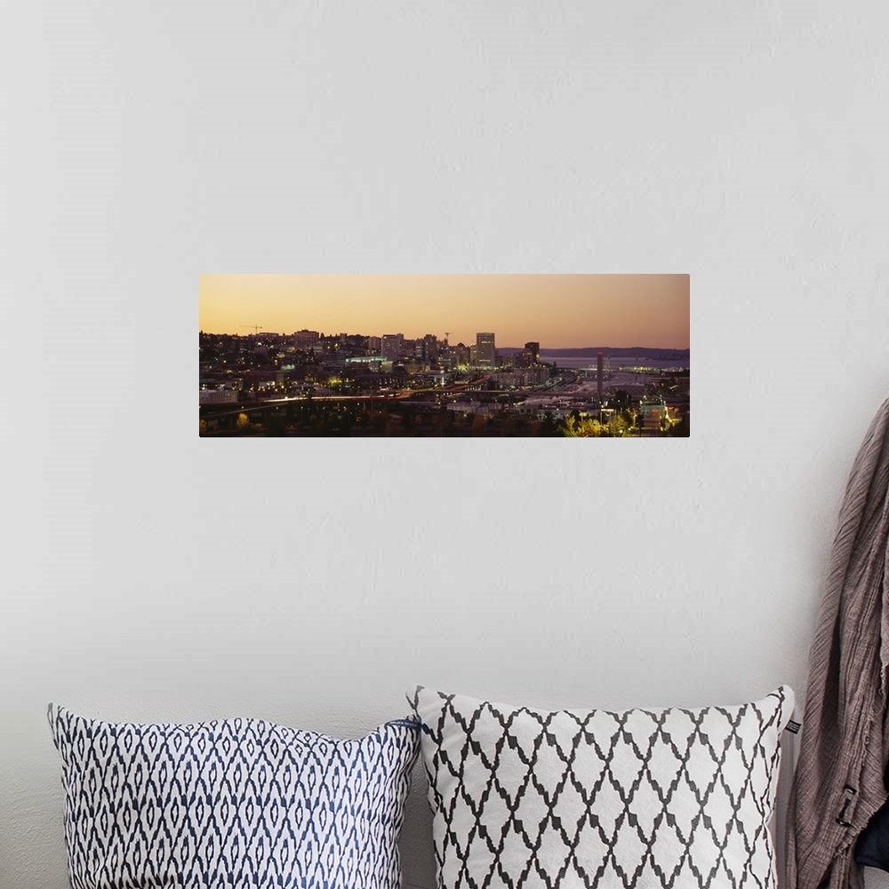 A bohemian room featuring Aerial view of a cityscape, Tacoma, Pierce County, Washington State