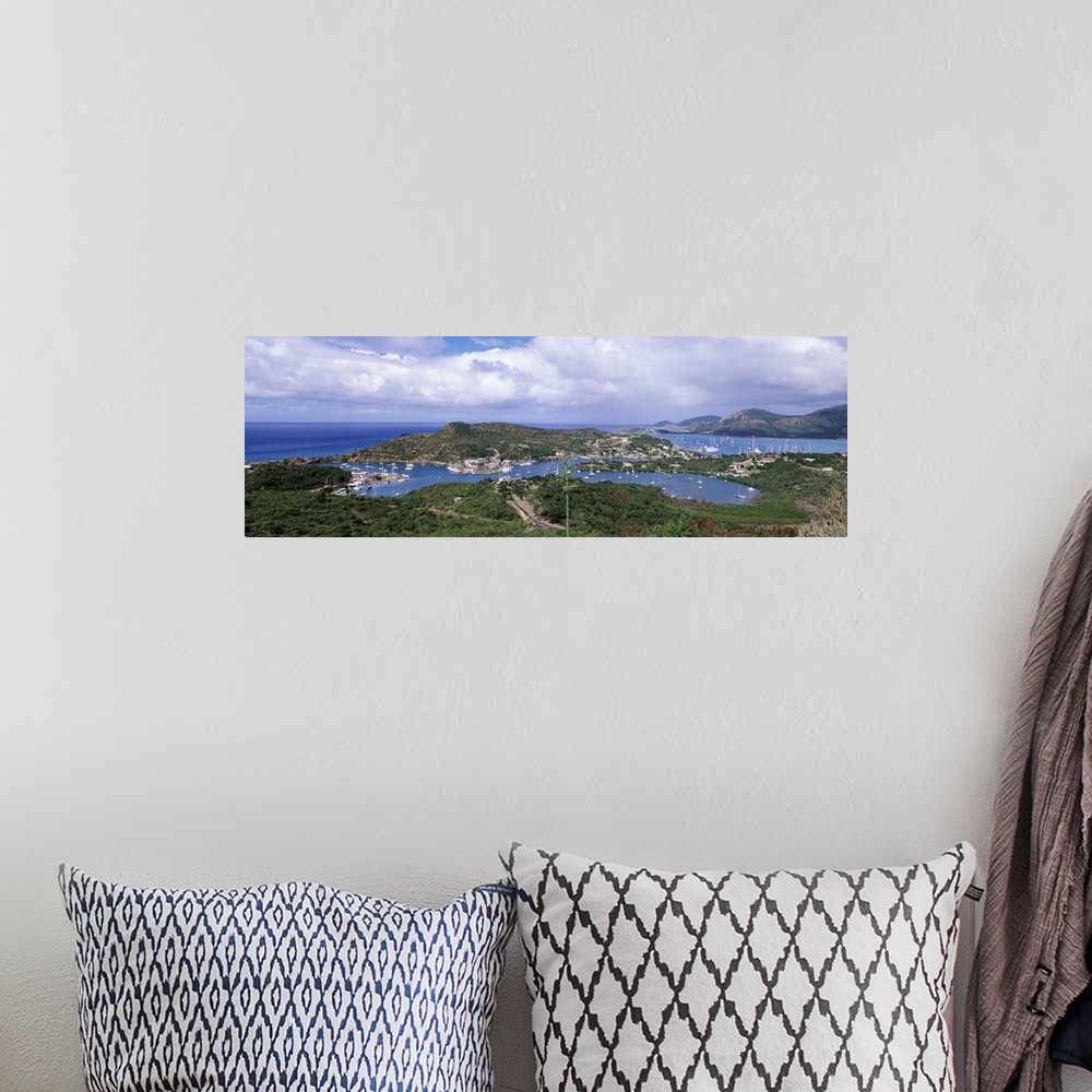 A bohemian room featuring Aerial view of a harbor, English Harbour, Falmouth Bay, Antigua, Antigua and Barbuda